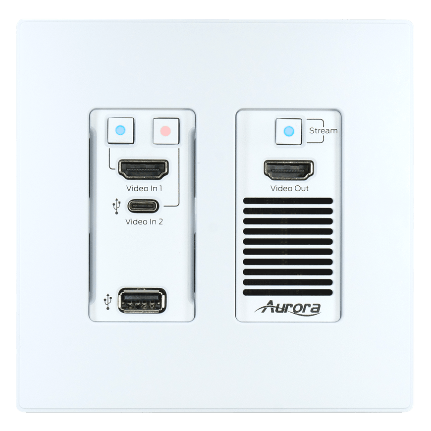 Aurora Multimedia VPX-TC1-WP2-Pro-W 4K60 4:4:4 1Gbps AV over IP Wall Plate Transceiver - White