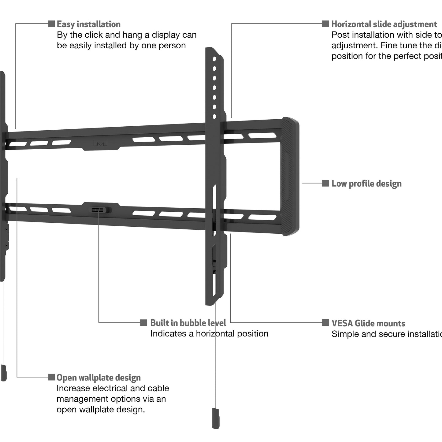 Multibrackets M Universal Wallmount Fixed Small for LCD / LED Screens 24" - 55" VESA 200x200 Black