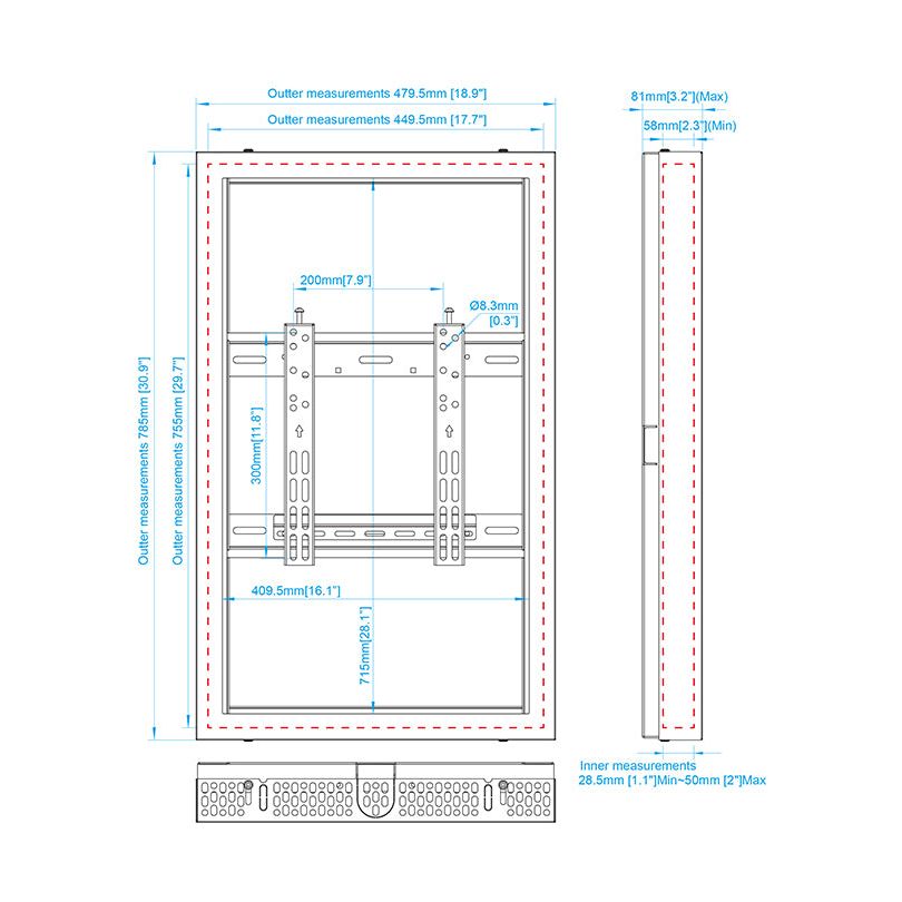 Multibrackets M Pro Series Enclosure 32" Wall Slim Small White