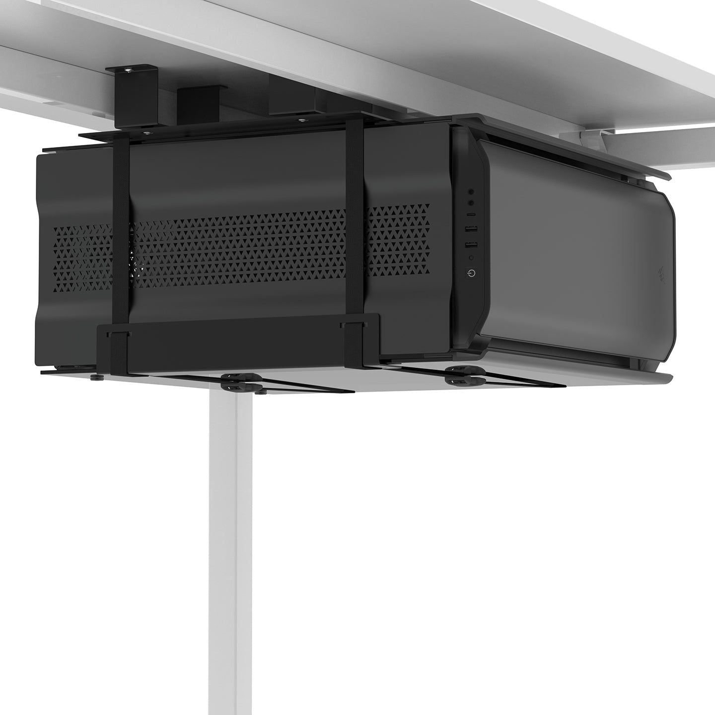 Metalicon CHF2504-BK T3 (Previously C6) Universal Adjustable Belt CPU Holder for Fixing Under Desk Top