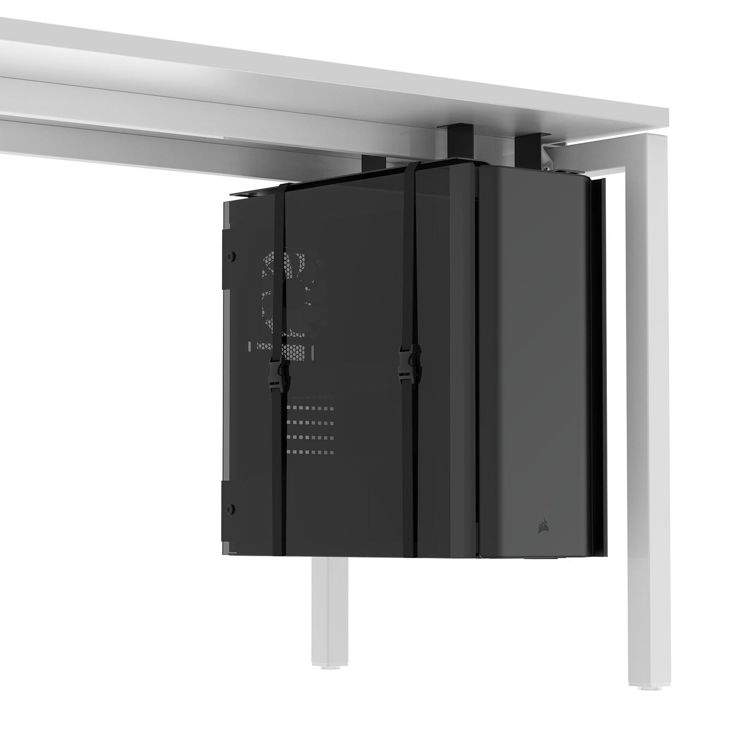 Metalicon CHF2504-BK T3 (Previously C6) Universal Adjustable Belt CPU Holder for Fixing Under Desk Top