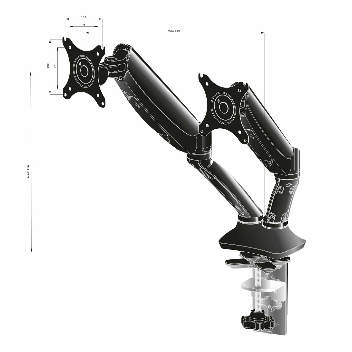 iiyama ProLite DS3002C-B1 Gas Spring Mounting Arm Dual