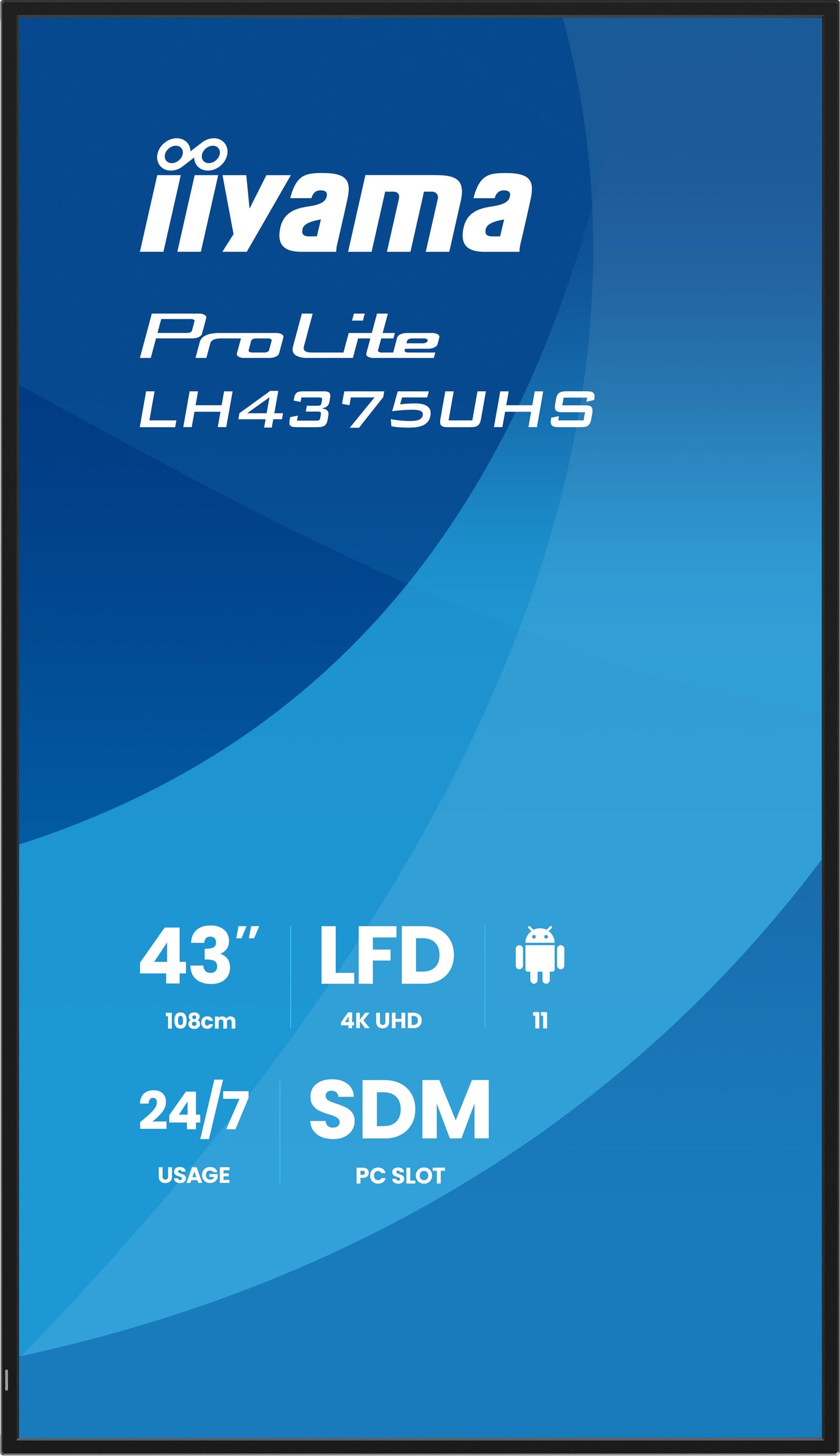 iiyama ProLite LH4375UHS-B2AG 43" 4K UHD 24/7 Digital Signage Display with Wi-Fi 500 cd/m² Android 11