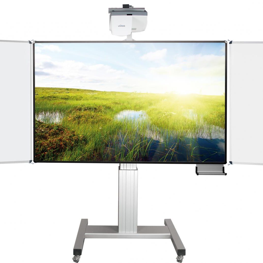 Conen Whiteboard Deluxe 130 Board For Different Pen-operated Projectors Mobile, Electric Height Adjustable, With Optional Sidewings