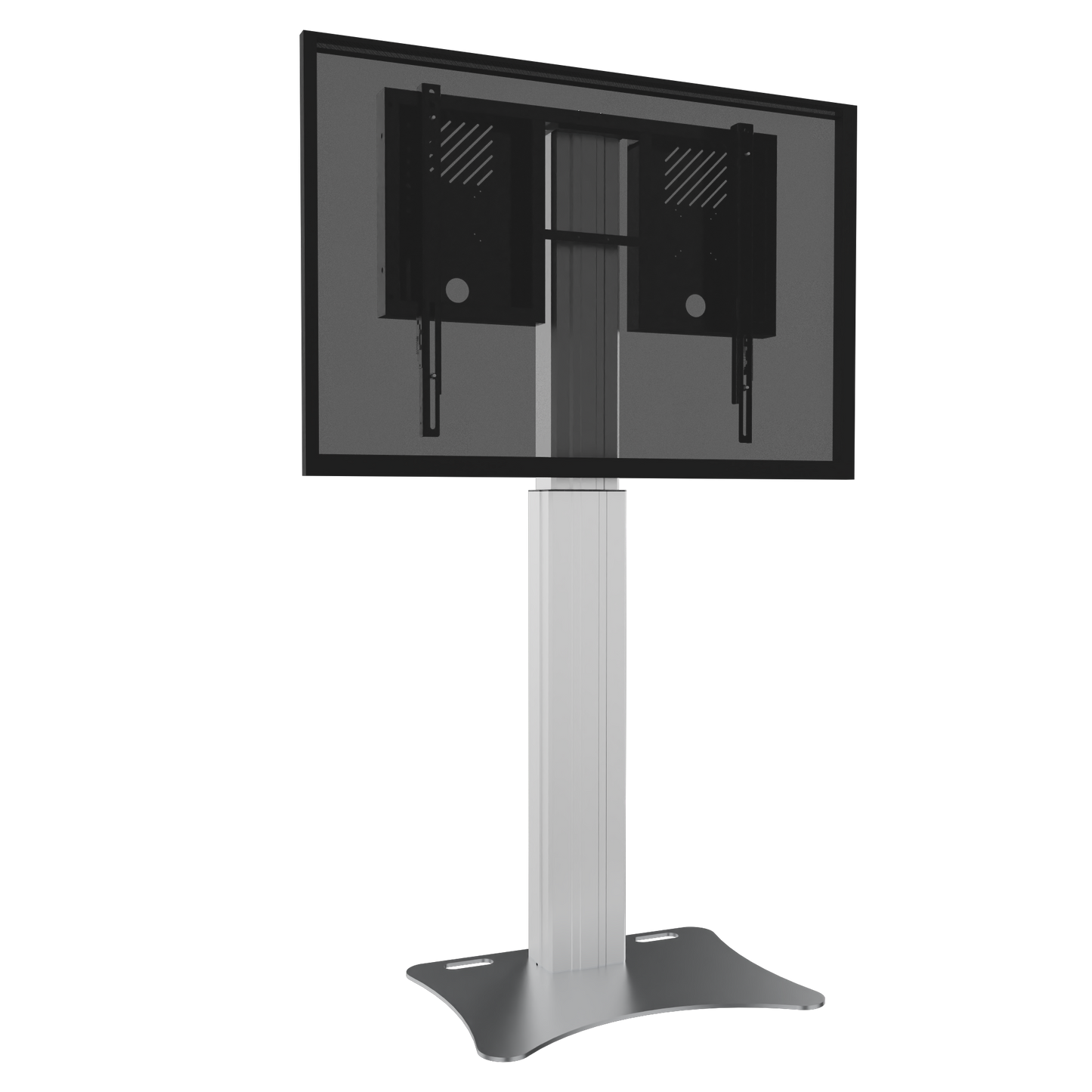 Conen RLI10070PK Height Adjustable Display And Monitor Stand, Lite Series With 70 Cm Of Vertical Travel Column Silver, Anti-collision, Floor Plate