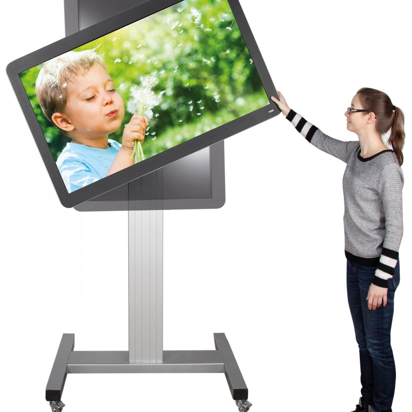 Conen SCETANHVLP Digital Signage Mobile Monitor Stand And Monitor Cart Landscape- Or Portrait Format, Rotatable