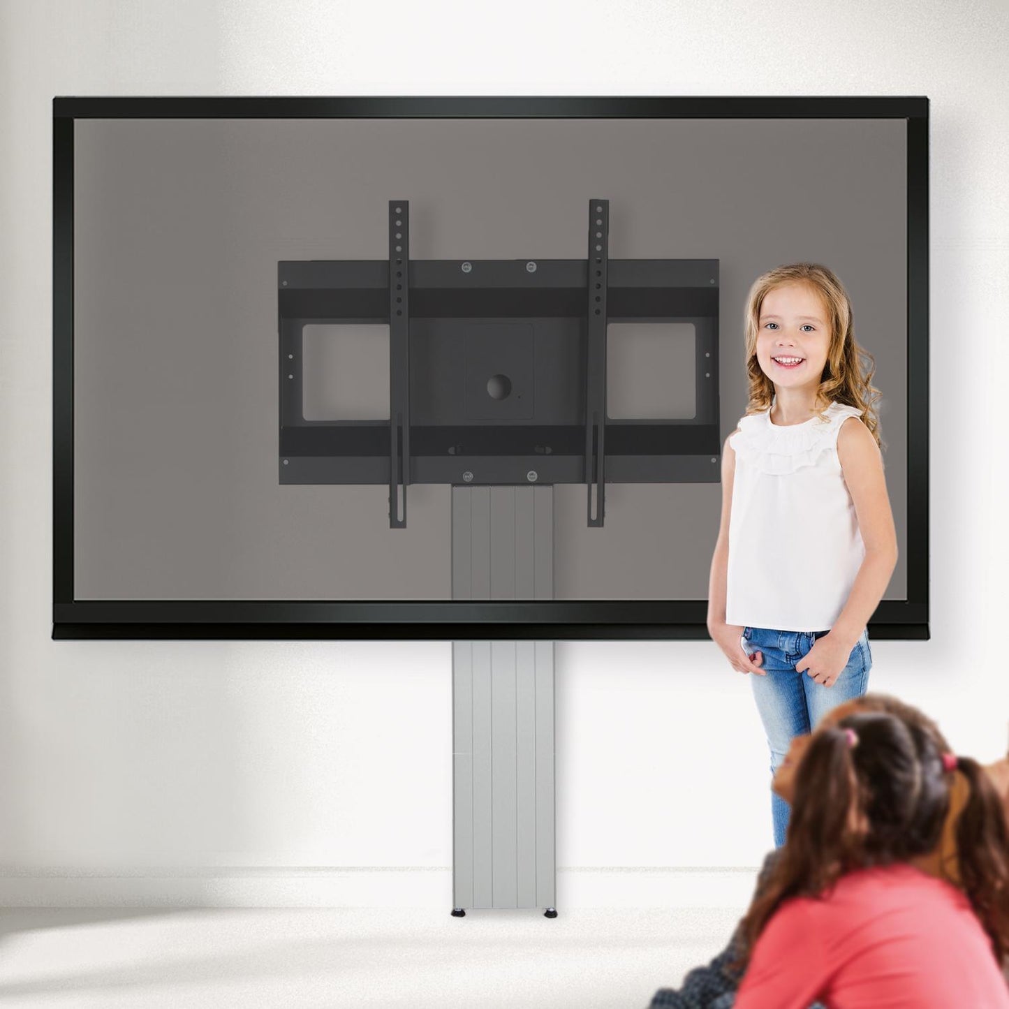 Conen SCETANHVW Tv And Monitor Wall Mount, Center Of Display 115 Cm Column Silver Anodized, Fixed Height