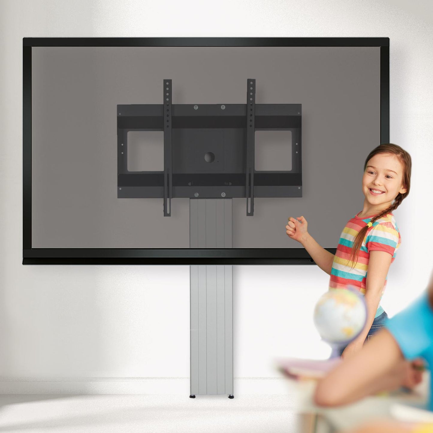 Conen SCETANHVW12 Tv And Monitor Wall Mount, Center Of Display 142 Cm Column Silver Anodized, Fixed Height