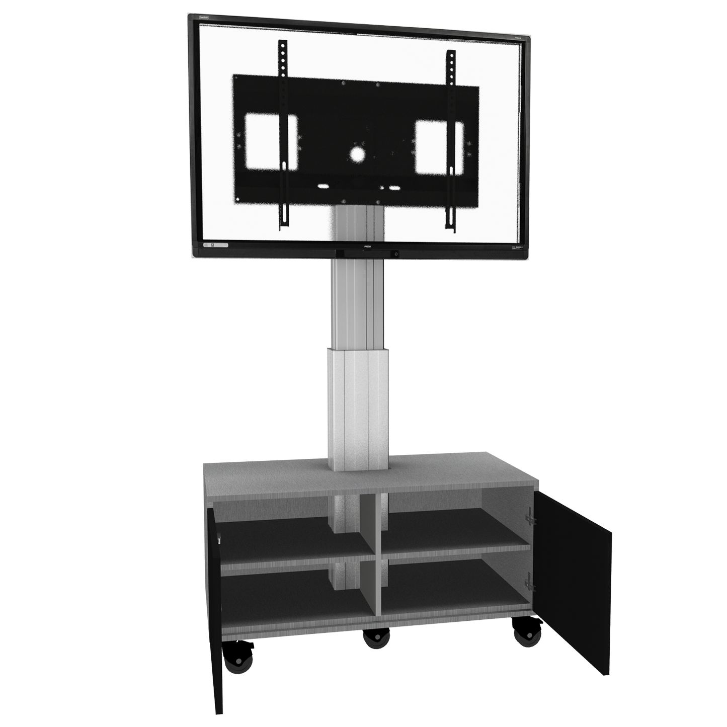 Conen SCETASBN Mobile TV Cabinet With Electrically Height Adjustment "Vsm Electric" Column Silver Anodized, 50 Cm Of Vertical Travel, Base Cabinet