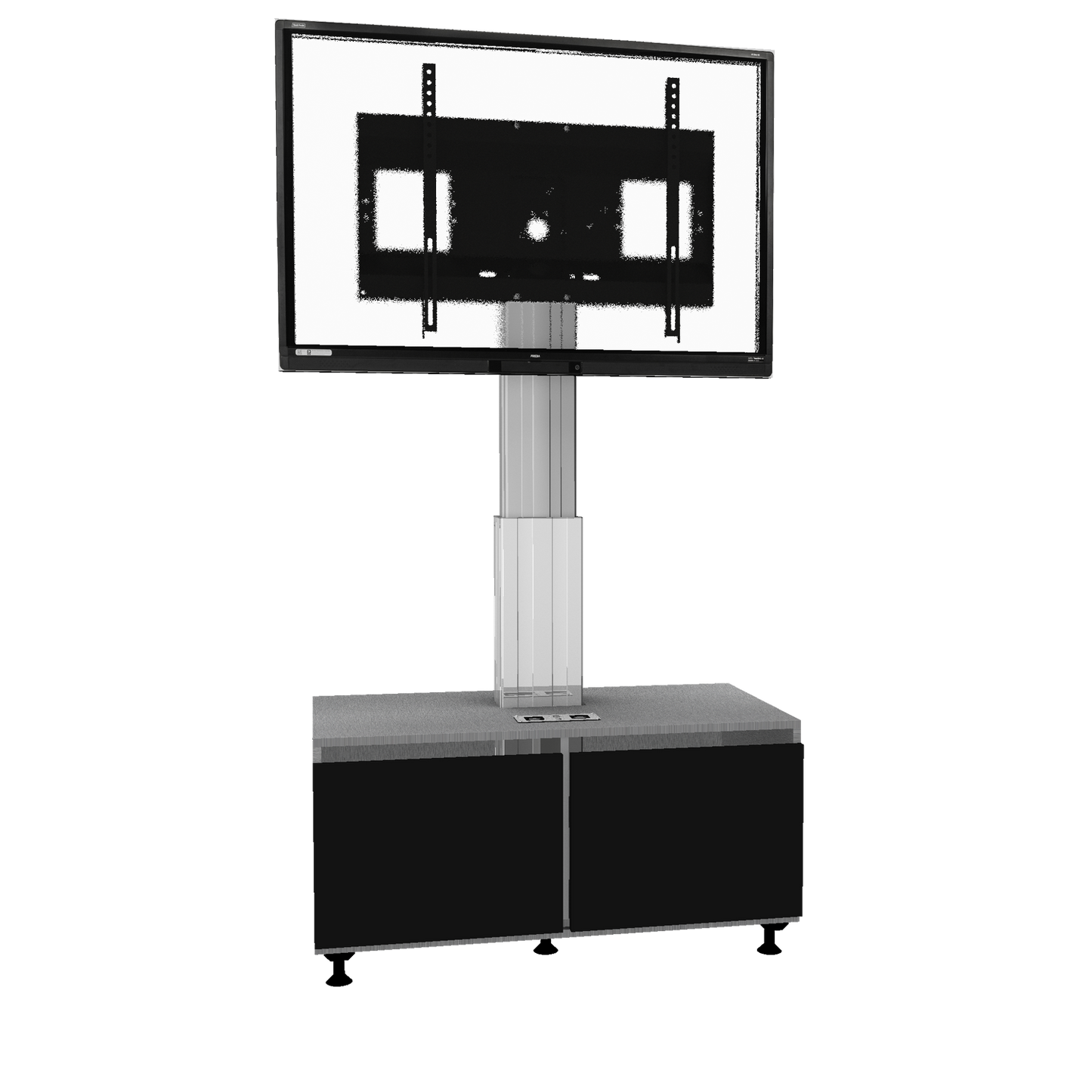 Conen SCETASBNAPP Mobile TV Cabinet With Electrically Height Adjustment "Vsm Electric" Plug And Play With Connector Panel, Column Silver Anodized, 50 Cm Of Vertical Travel, Base Cabinet