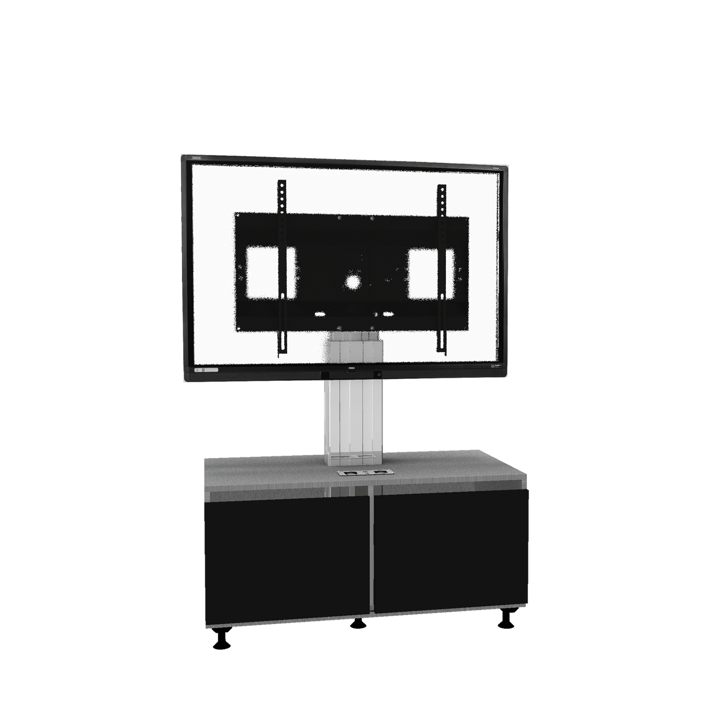 Conen SCETASBNAPP Mobile TV Cabinet With Electrically Height Adjustment "Vsm Electric" Plug And Play With Connector Panel, Column Silver Anodized, 50 Cm Of Vertical Travel, Base Cabinet