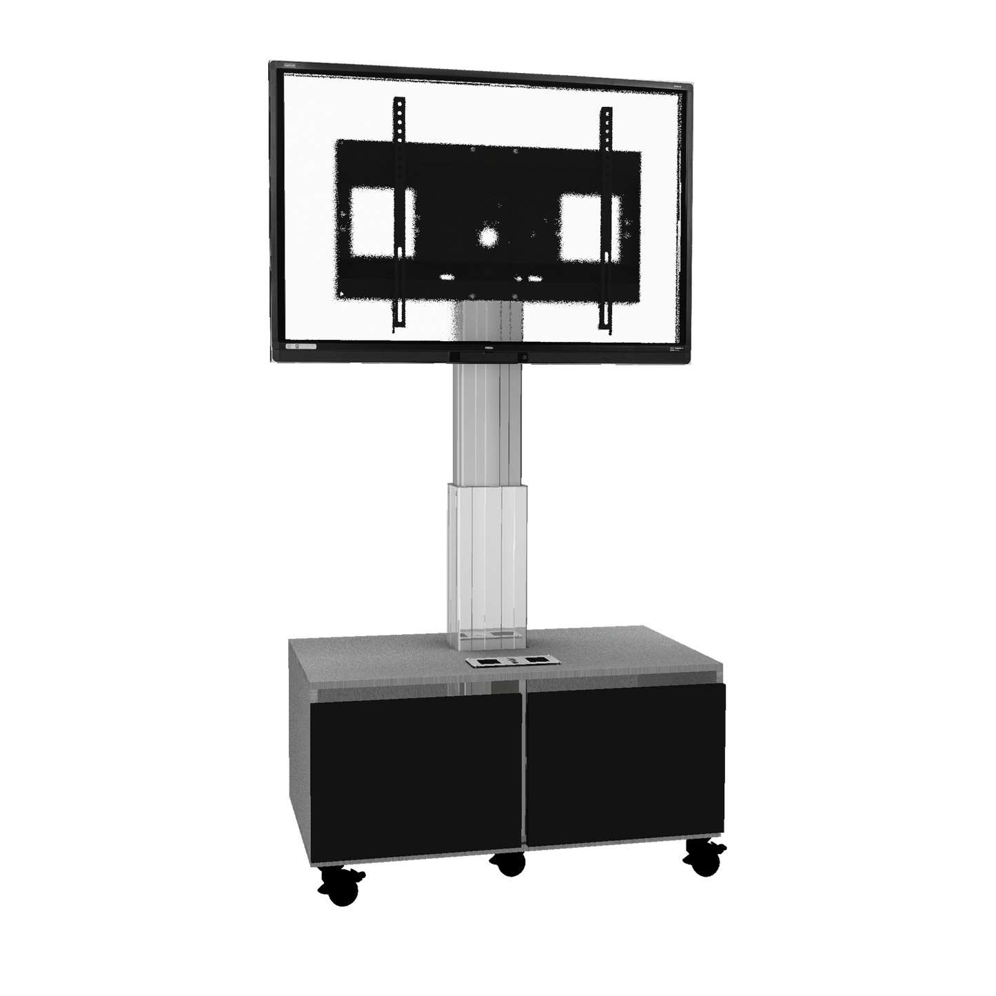 Conen SCETASBNAPP Mobile TV Cabinet With Electrically Height Adjustment "Vsm Electric" Plug And Play With Connector Panel, Column Silver Anodized, 50 Cm Of Vertical Travel, Base Cabinet
