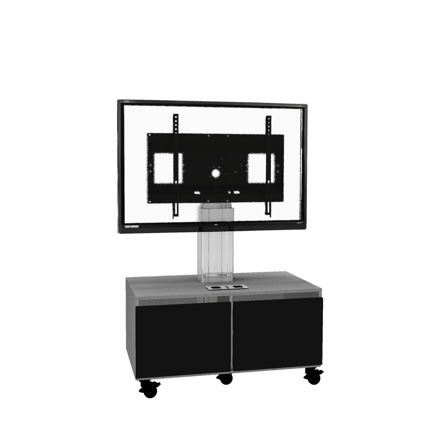 Conen SCETASBNAPP Mobile TV Cabinet With Electrically Height Adjustment "Vsm Electric" Plug And Play With Connector Panel, Column Silver Anodized, 50 Cm Of Vertical Travel, Base Cabinet