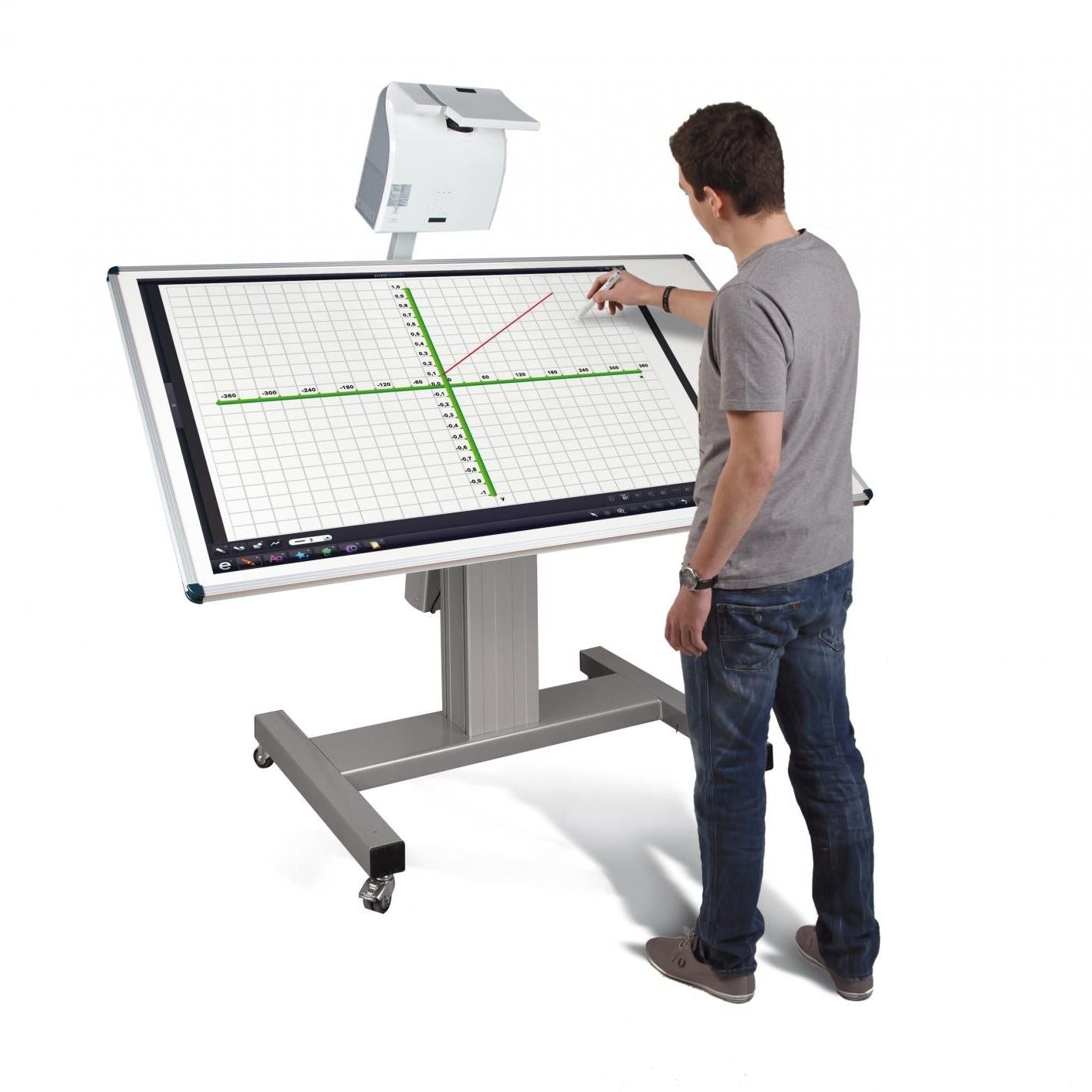 Conen SCETTIHBLO Mobile Tiltable Whiteboard Workitdesk For Different Projectors 1.44 X 0.90 M, Electrically Height & Tilt Adjustable Mount, H-style Base