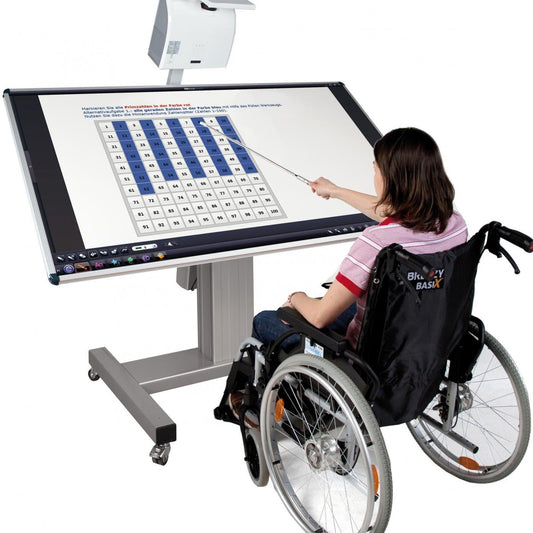 Conen SCETTIHEBO Mobile Tiltable Whiteboard Workitdesk For Different Projectors 1.44 X 0.90 M, Electrically Height & Tilt Adjustable Mount, H-style Base