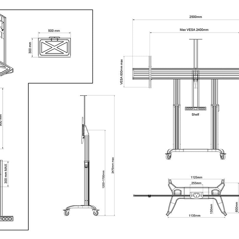 Multibrackets M Motorized Public Floorstand Wide VESA 2400 x 600
