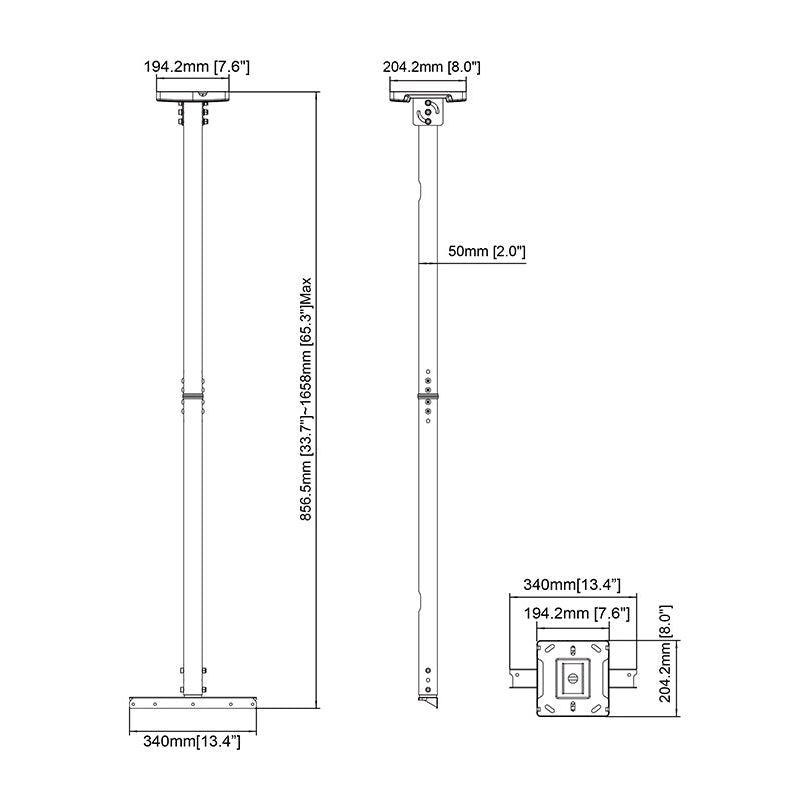 Multibrackets M Pro Series - 1500mm Pipe Connecting Plate Small Black