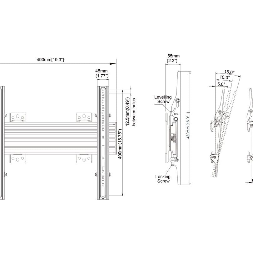 Multibrackets M Wallmount Pro MBW1U 400 Tilt Black