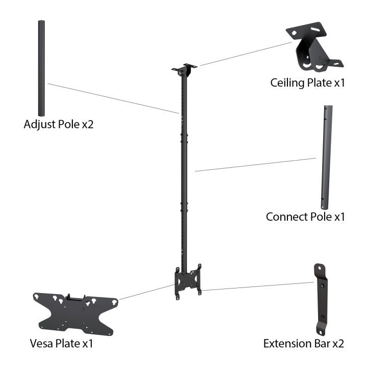 Multibrackets M Public Ceilingmount Small Single Black 1500