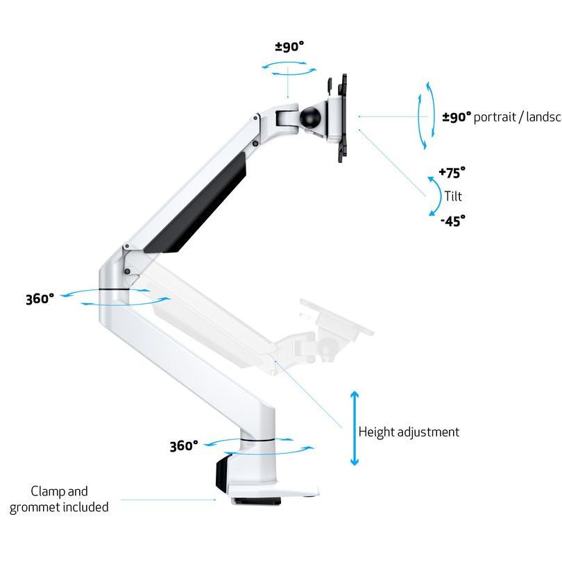 Multibrackets M VESA Gas Lift Arm Single White