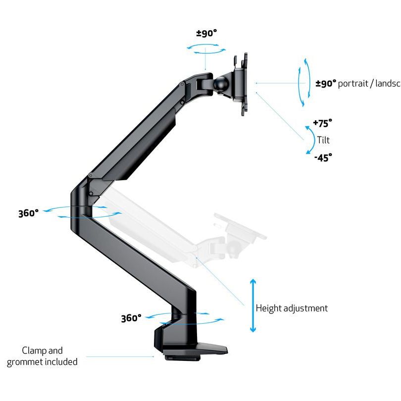 Multibrackets M VESA Gas Lift Arm Single Black