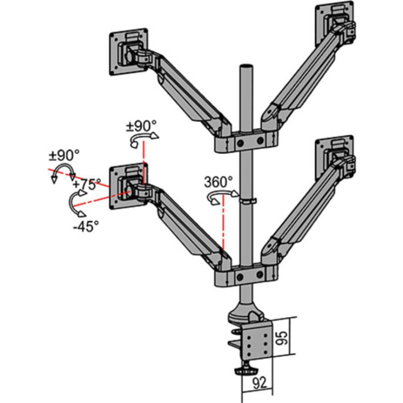 Multibrackets M VESA Gas Lift Arm Quad Silver