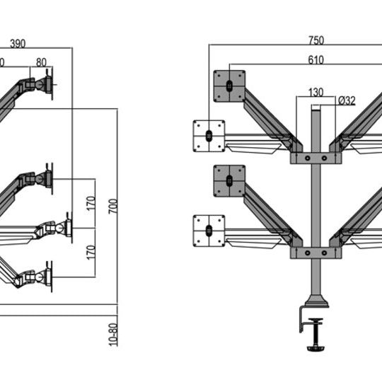 Multibrackets M VESA Gas Lift Arm Quad White