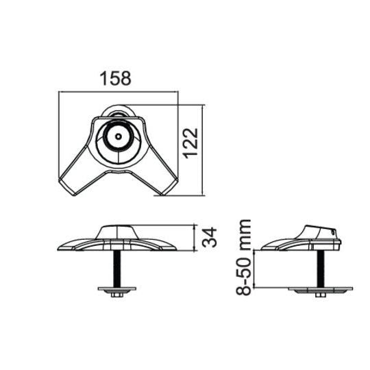 Multibrackets M Desktopmount Single / Dual / Triple Stand Grommet Base