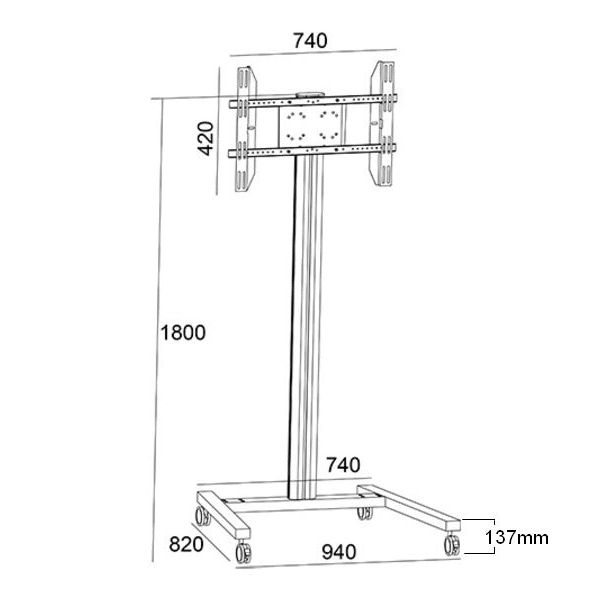 Multibrackets M Display Stand 180 Entry Level 180cm Trolley AV Cart Black