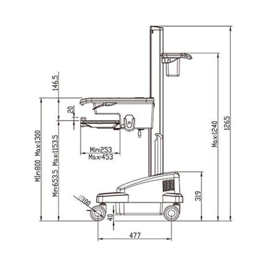 Multibrackets M Universal Workstation Cart NB with Batterypack