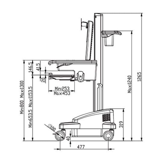 Multibrackets M Universal Workstation Cart DT with Batterypack