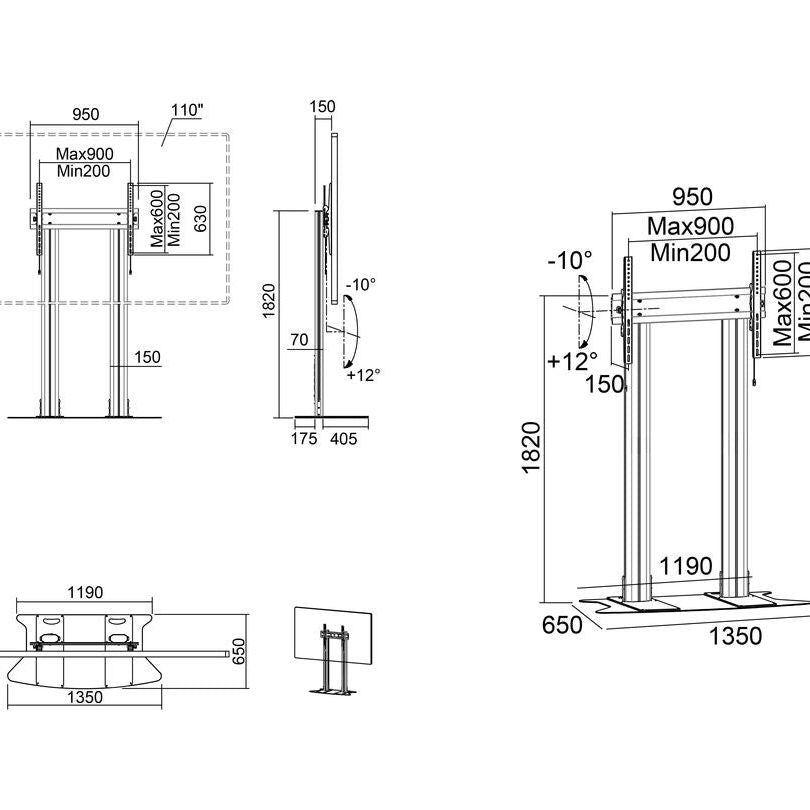 Multibrackets M Public Display Stand 180 Dual Pillar Floorbase Silver