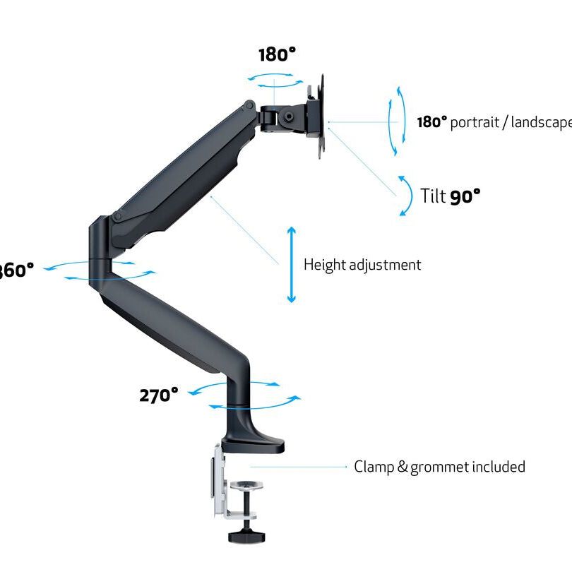 Multibrackets M Deskmount Gas Spring Single Black