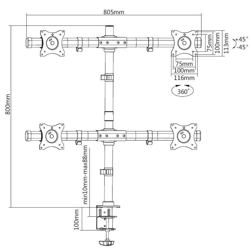 Multibrackets M Deskmount Basic Quad