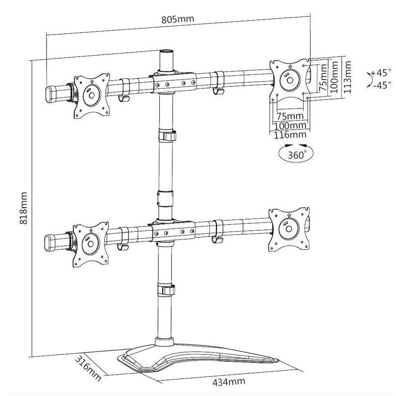 Multibrackets M Deskstand Basic Quad