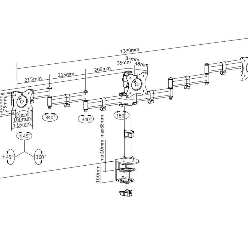 Multibrackets M Deskmount Basic Triple
