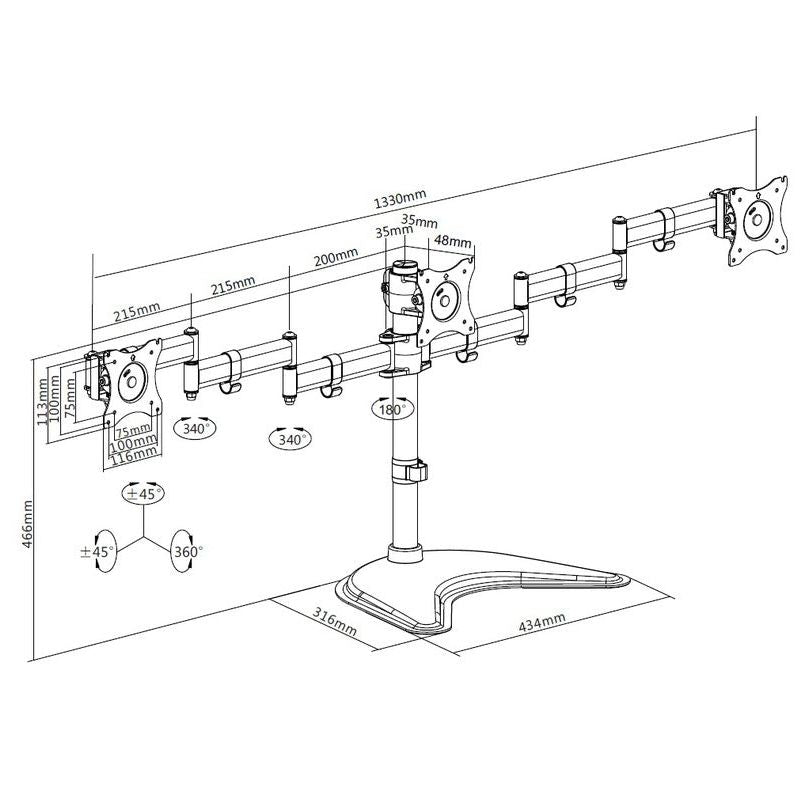 Multibrackets M Deskstand Basic Triple