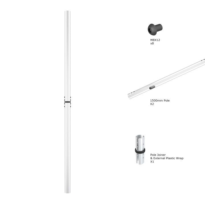 Multibrackets M Pro Series - Chrome Extension Pipe 3m