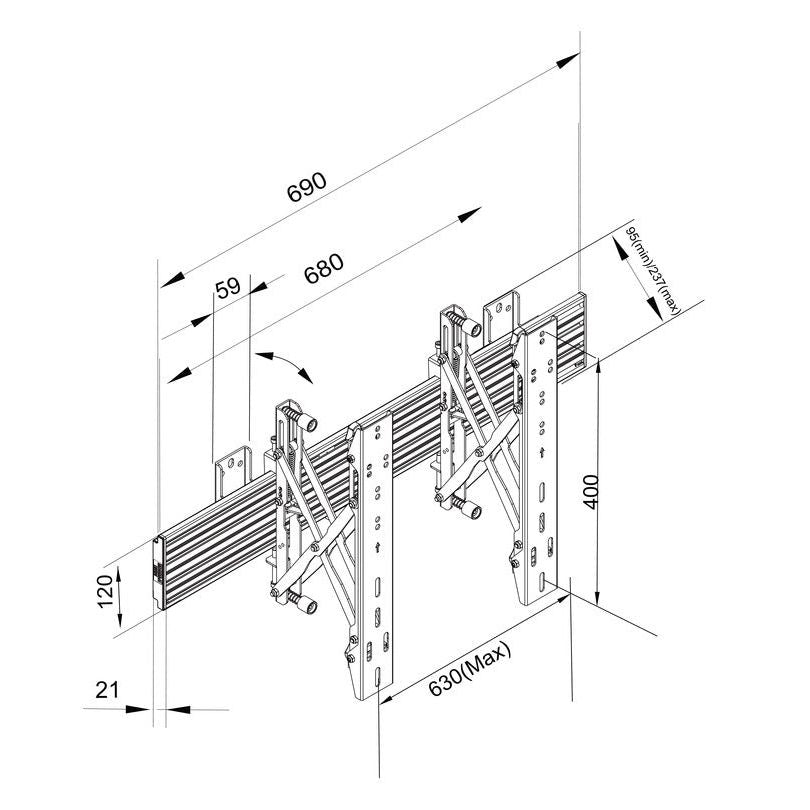 Multibrackets M Wallmount Pro MBW1U Push In Pop Out Black