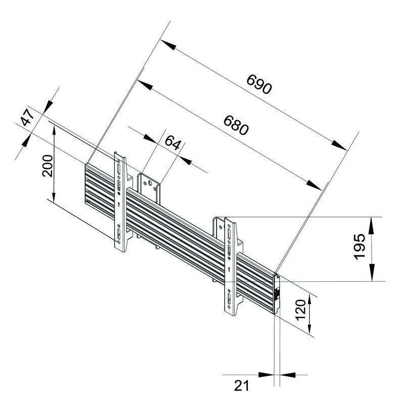 Multibrackets M Wallmount Pro MBSTH1U 600x200 Fixed Black