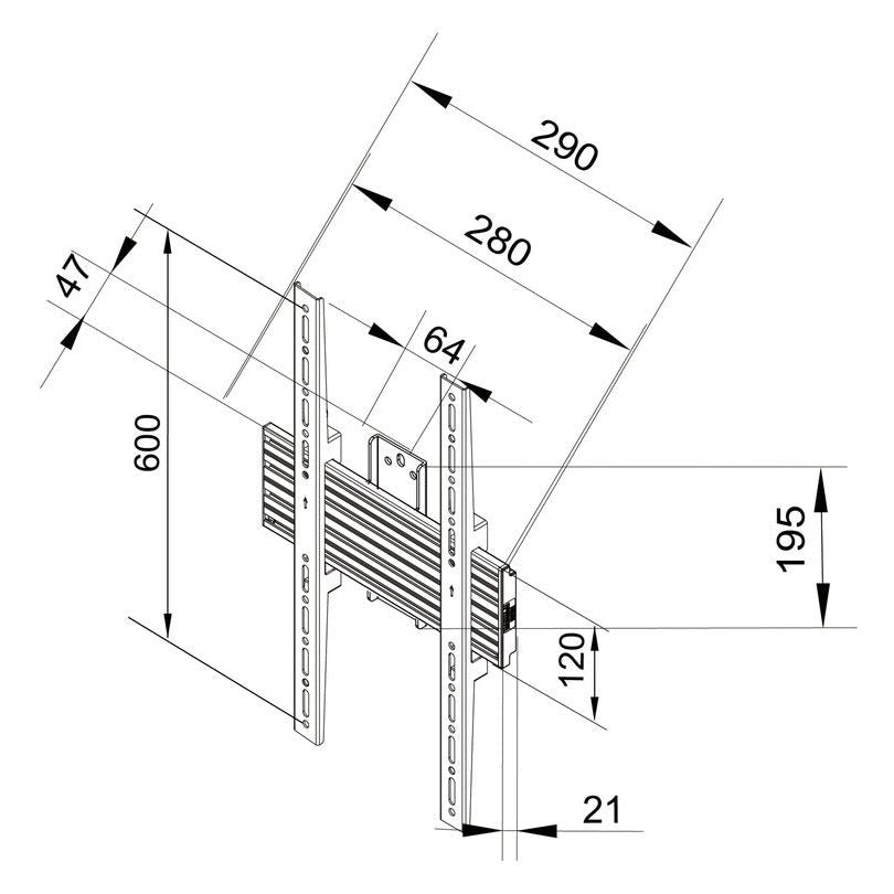 Multibrackets M Wallmount Pro MBSTH1UP 200x600 Fixed Black