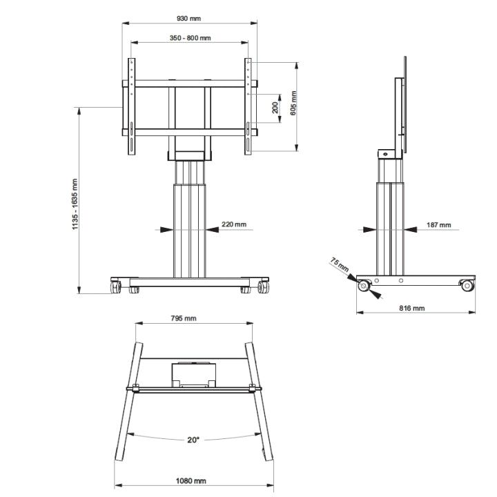 Multibrackets M Motorized Public Floorstand 160kg Black SD