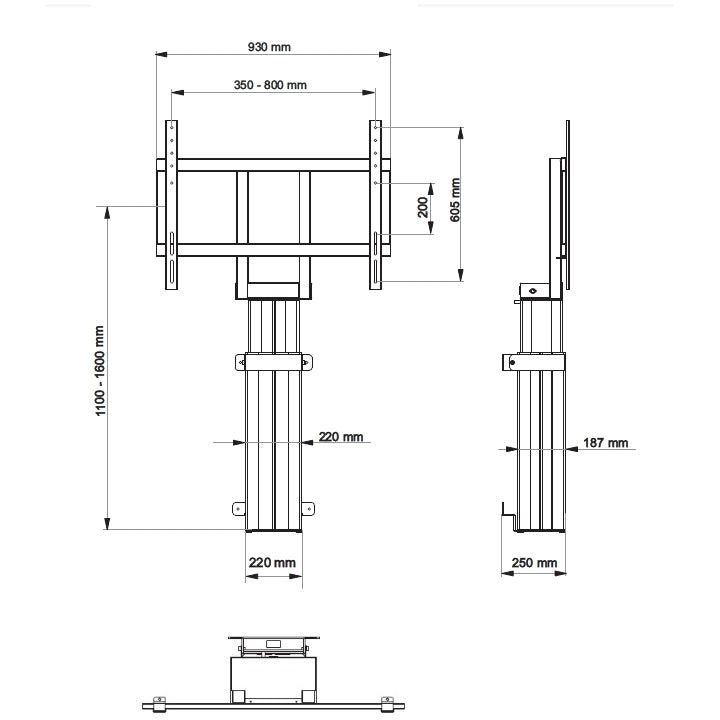 Multibrackets M Motorized Public Floormount 160kg Black SD