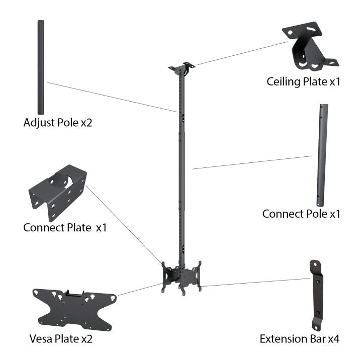 Multibrackets M Public Ceilingmount Small Back to Back Black 1500