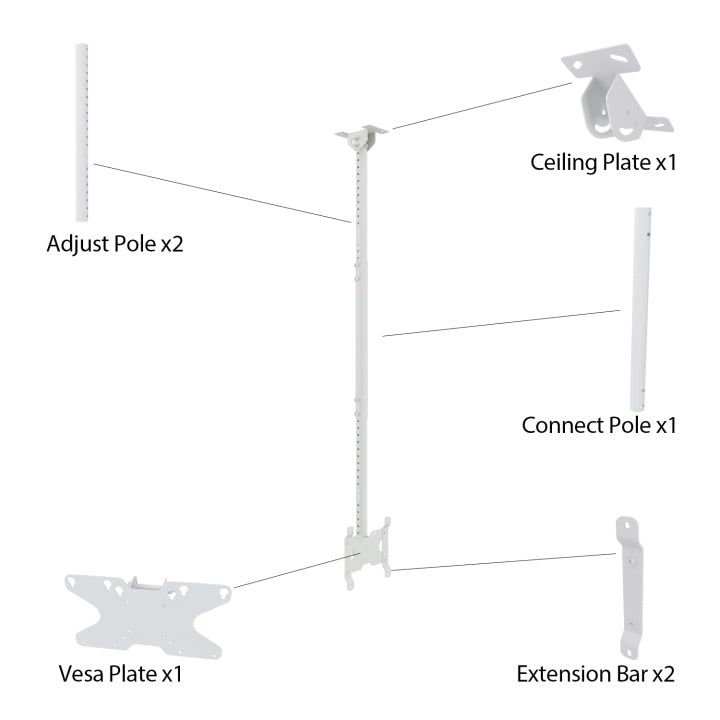 Multibrackets M Public Ceilingmount Small Single White 1500