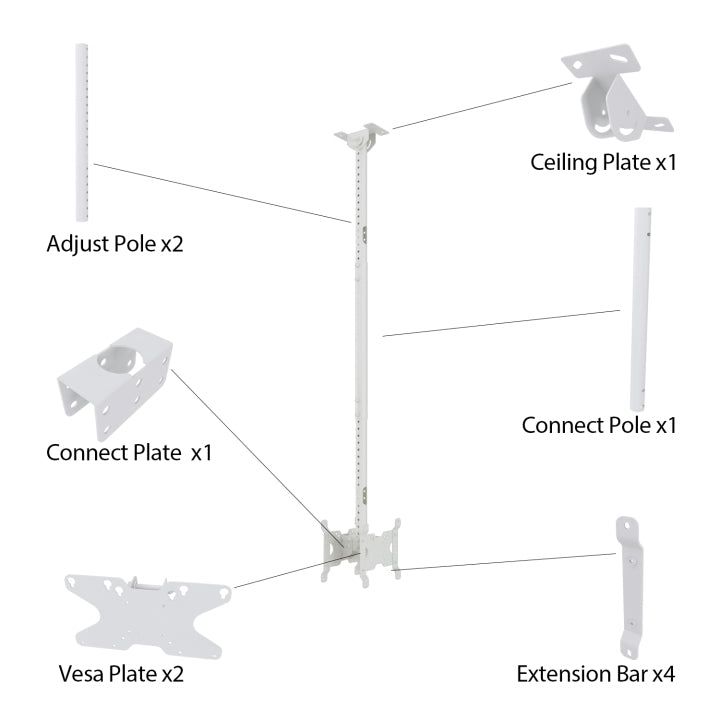 Multibrackets M Public Ceilingmount Small Back to Back White 1500