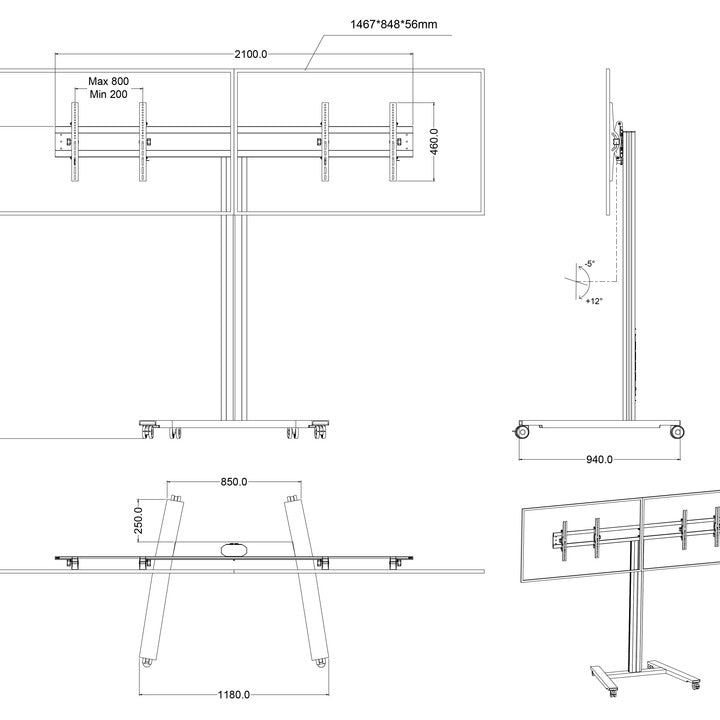Multibrackets M Public Display Stand 180 HD Dual Silver