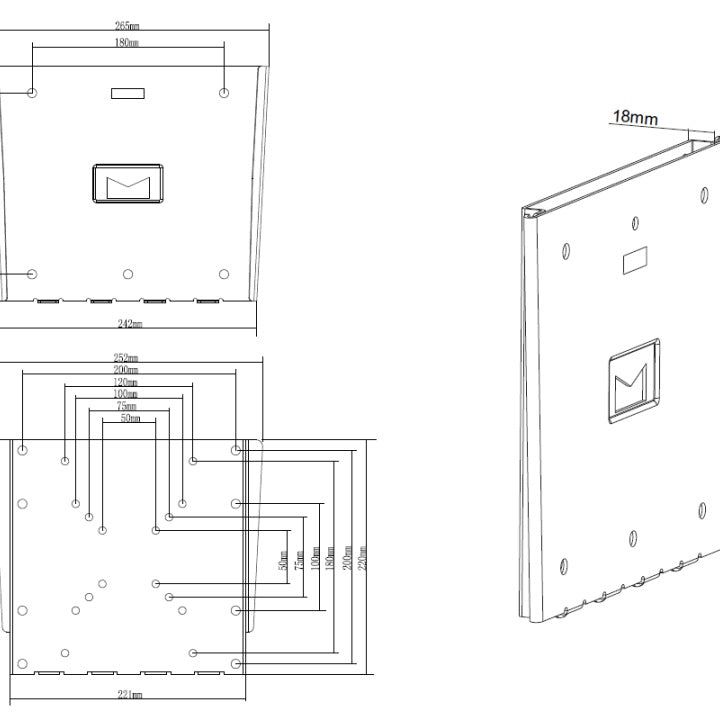 Multibrackets M VESA Wallmount III Black 75 100 200x100 200x200