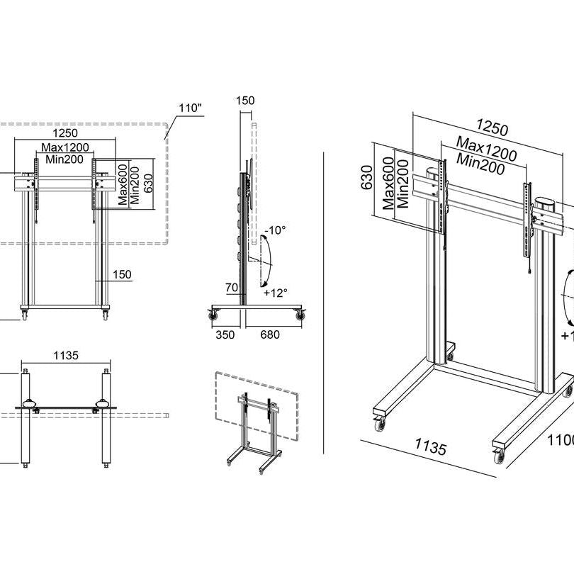 Multibrackets M Public Display Stand 180 Dual Pillar Wheelbase Silver