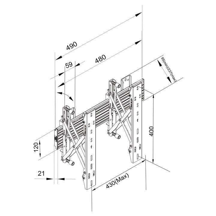 Multibrackets M Wallmount Pro MBW1U Push In Pop Out 48cm Black